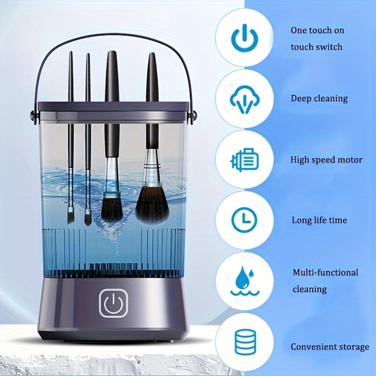 Automatischer elektrischer Make-up-Pinselreiniger, wiederaufladbar, 3-in-1, Typ C-Aufladung, Kosmetikpinsel, Waschen, Trocknen, Waschwerkzeuge, Maschine