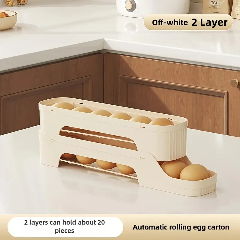 1Pc Detachable Rolling Egg Holder, Space-Saving PP Material Egg Storage Box for Refrigerator Easy Access & Freshness Maintenance: light green