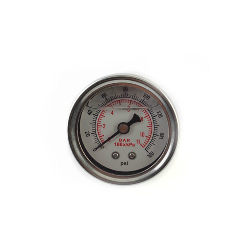 Universal 1/8 NPT Oil Fuel Pressure Gauge Liquid Filled Polished Case 0-160 psi Oil Press Gauge Fuel Gauge White Face