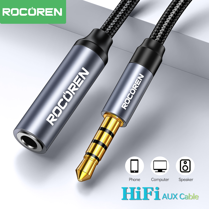Rocoren AUX Cable 3.5mm Jack Male to Female Audio Extension Speaker Cable Converter For Phone Headphones Laptops Tablets adapter
