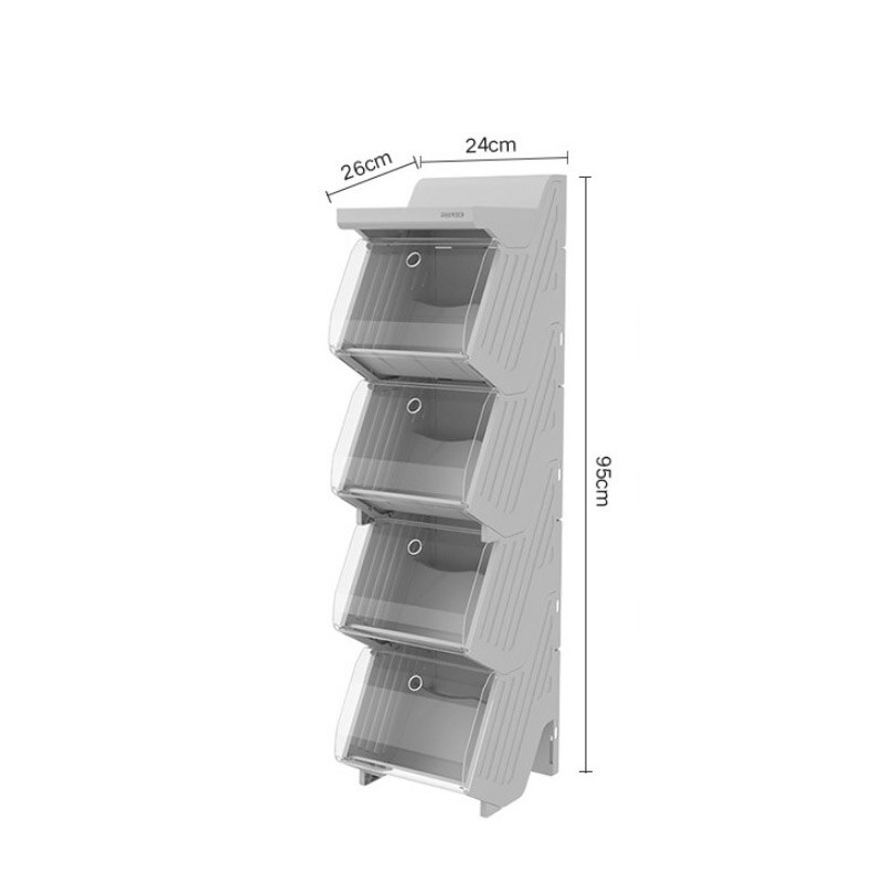 CellDeal Large Thick Plastic Shoe Box Detachable Folding Shoe Boxes Storage Shoe Cabinet Shoe Storage Shoe Organizer Shoe Rack: Gray 4 Layers