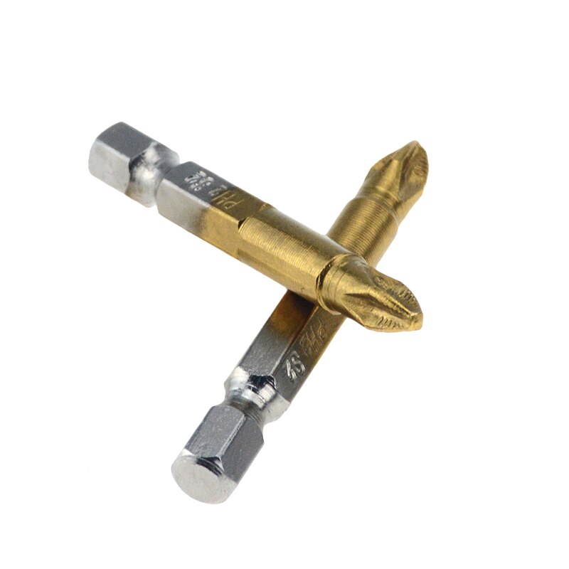 1 set Titanium Coated PH2 Anti Slip Bits Electric Screwdriver Bits 1/4" Hex Shank For Repair Work 50mm 25mm