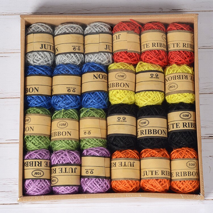 24Pcs Natuurlijke Jute Twine String Roll Voor Kunstwerken Diy Ambachten Cadeaupapier: 10meters burlap A