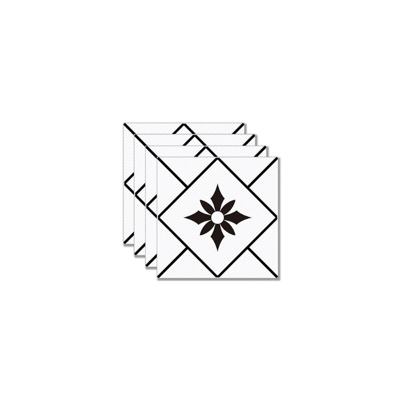 4 stuks zwart-witte bloem pvc keramische tegelstickers antislip keper vloerlijm  m0xd: 8