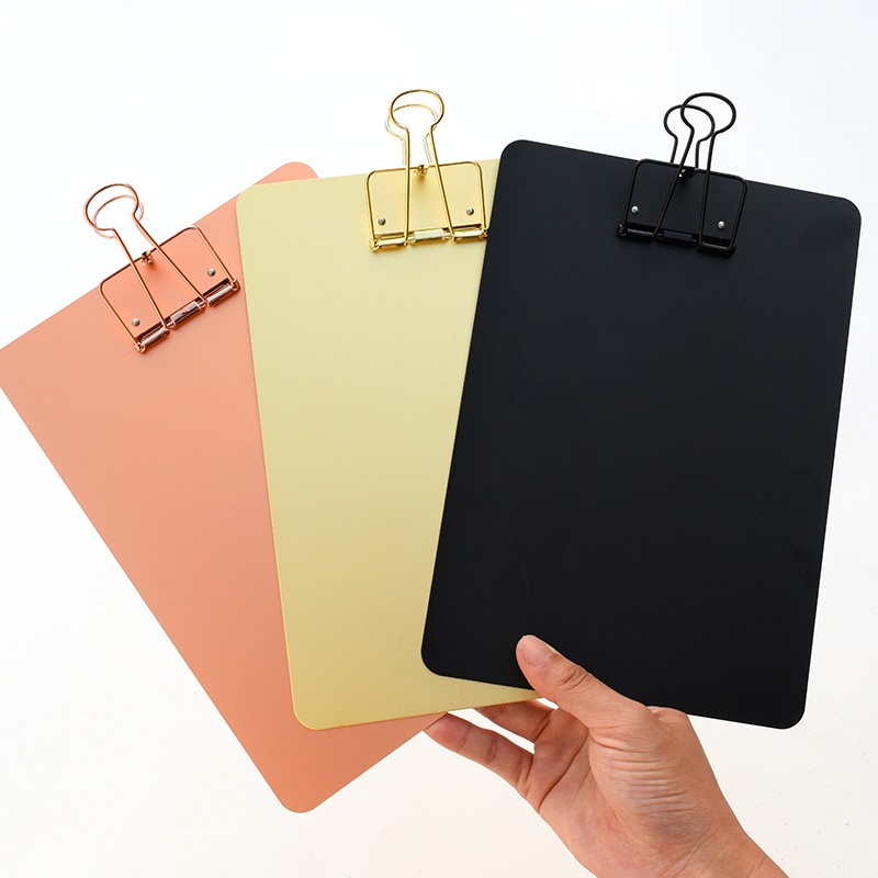 Metal Clipboard with Storage Folder Paper File Wordpad Writing Pad Artboard Clip Board Hanging Plate Holder Office Clamp Board