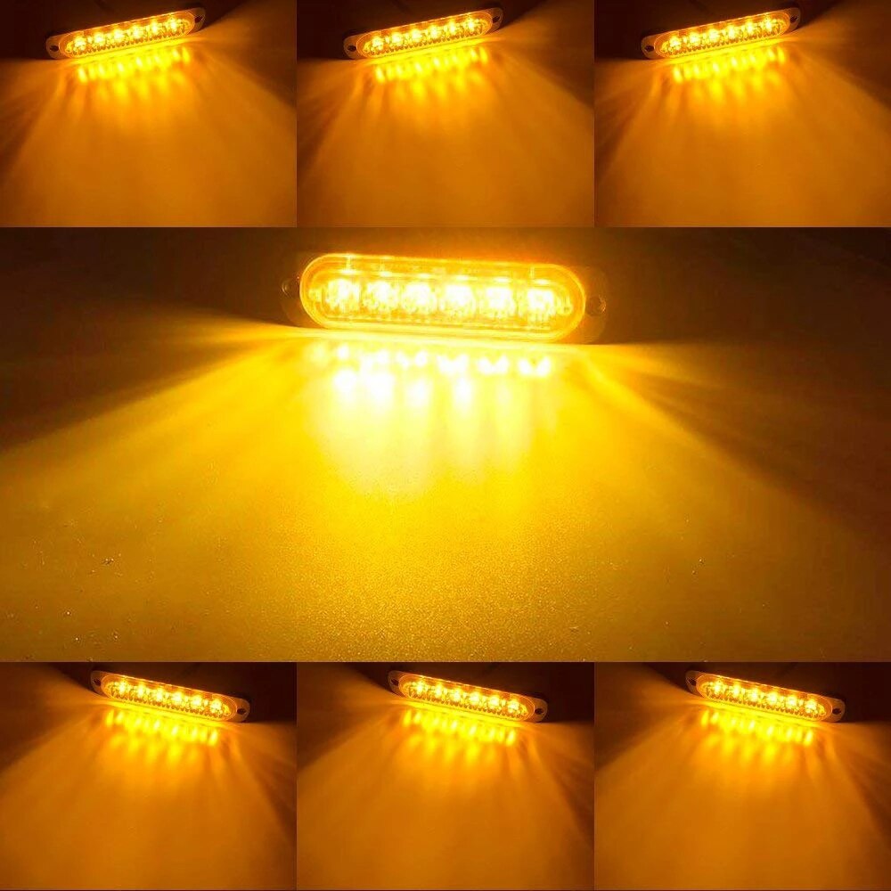 2x lastebiler 12v 24v 6 smd led strobe varsellys strobe grill blinkende lysbjelke bil varelampe gul gul hvit trafikklys