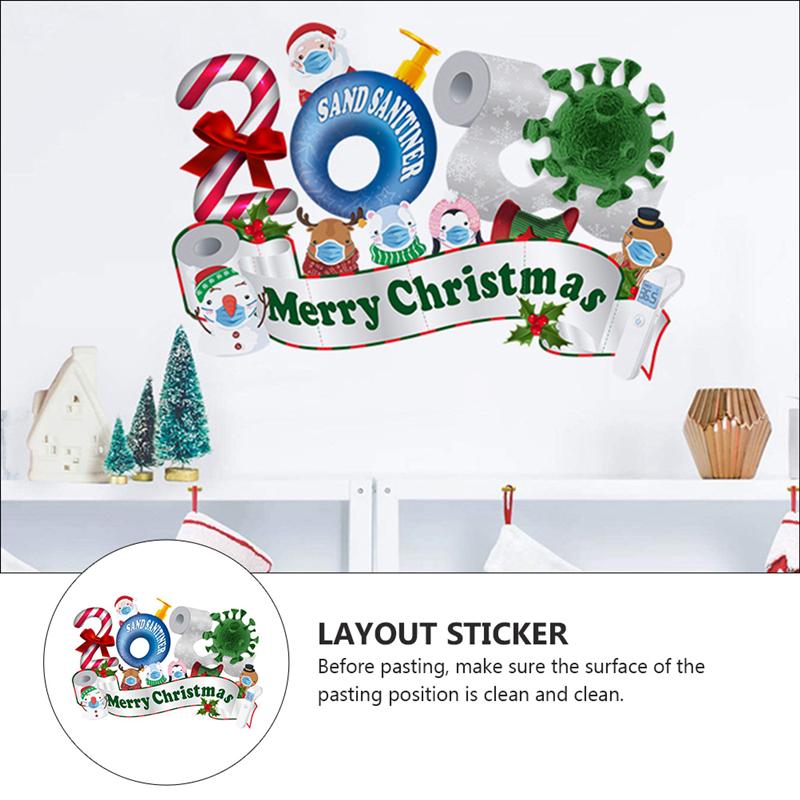 1Pc Glas Sticker Kerst Decal Vrolijk Kerstfeest Decoratieve Kerstman Sticker