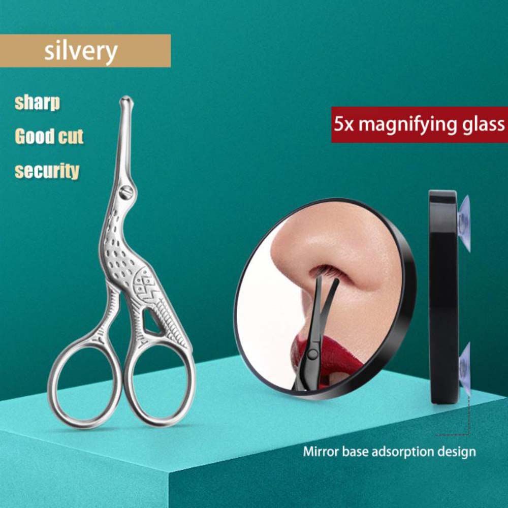 Crane Pattern Nose Hair Scissors Lightweight Stainless Steel Nose Hair Trimmers Beauty Scissors Face Hair Removal Tools