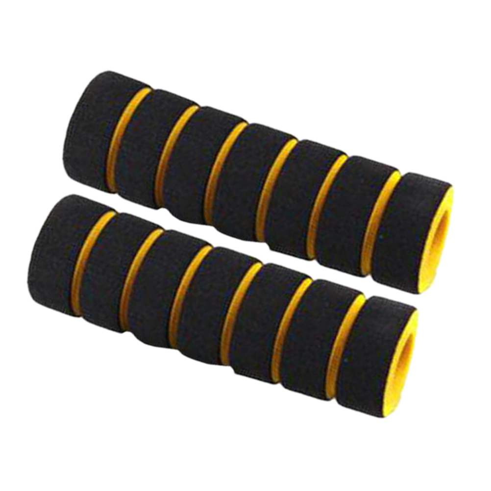 2 stuks schokbestendige comfortabele stuurgrepen fiets schuim grip fietsaccessoires: Zwart geel