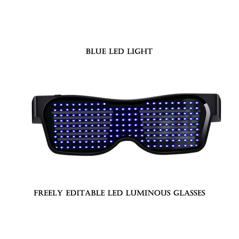 Magic Bluetooth LED Party Glasses APP Control Freely editable LED luminous glasses EMD DJ Electric Glow Party Supplies: Blue