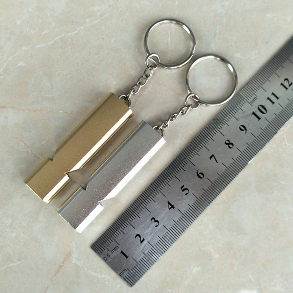 Dobbeltrør høy desibel aluminiumslegering fløyte nødoverlevelse fløyte cheerleading fløyte camping fottur tilbehør verktøy