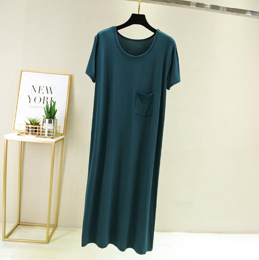 Casual Katoen Nacht Shirt Modale Losse Nightgowns Vrouwen Thuis Kleding Koreaanse Lange Jurk Vrouwen Nachtkledij Nachtkleding Nightie: ink green