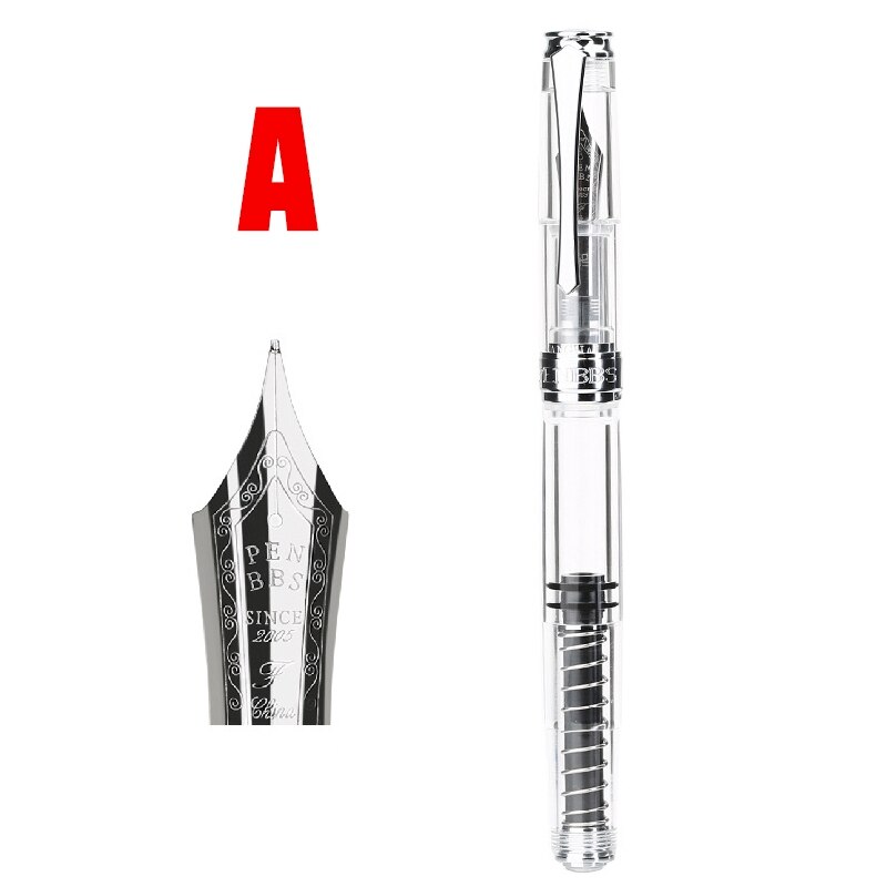 PENBBS 500 de acrílico colorido pluma estilográfica con émbolo Clip de plata Punta fina F escribir fuente bolígrafos la escuela de artículos de oficina: A