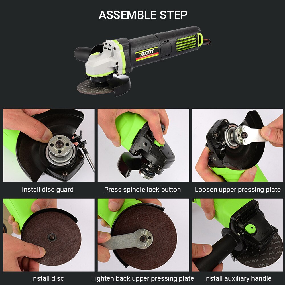 800W Polishing Machine Angle Grinder 4-1/2 inch Grinding Machine 10000RPM Cutting Grinding Metal Wood with Auxiliary Handle