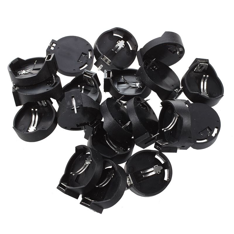 20 Pcs Button Battery Holder Case Black for CR/LIR2032 2025: Default Title