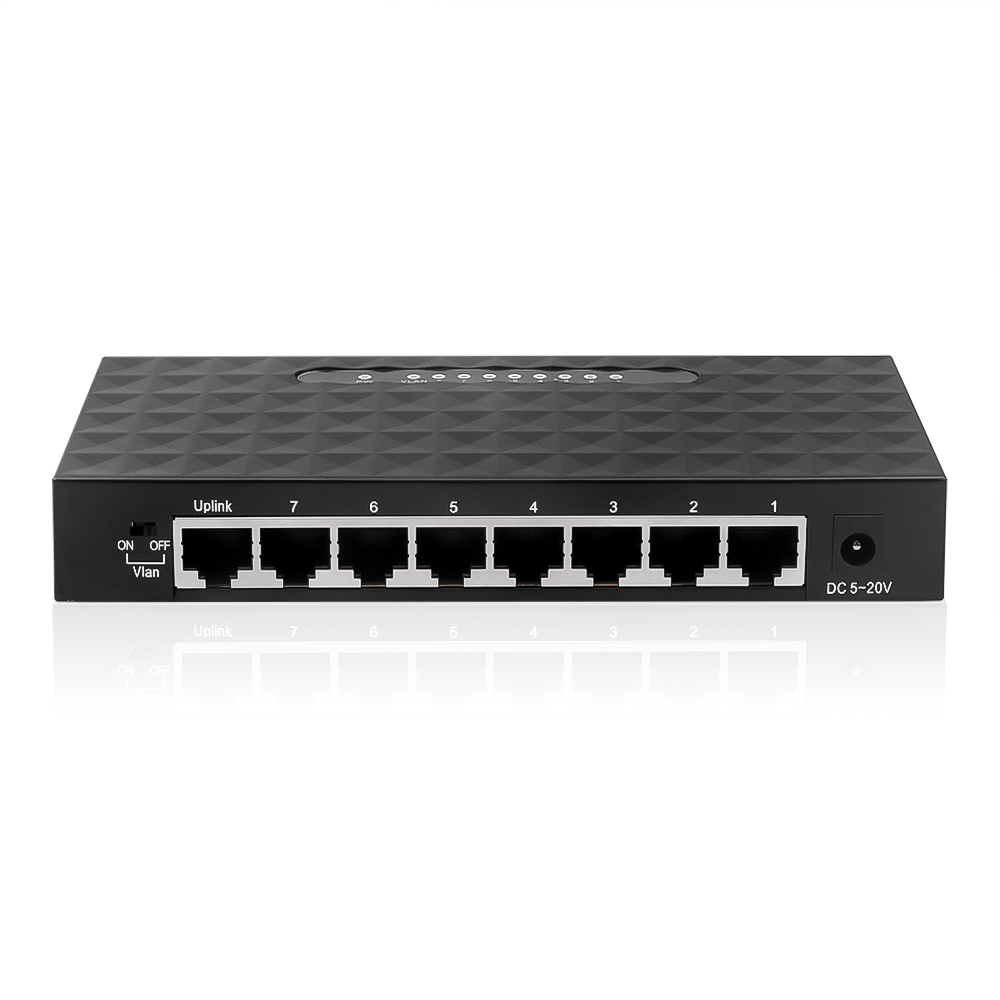 Eu/Us Plug 8 Poorten Gigabit Switch Hub 10/100Mbps Base Hoge Prestaties Ethernet Netwerk Switch Ondersteuning volledige Half Duplex: EU Plug