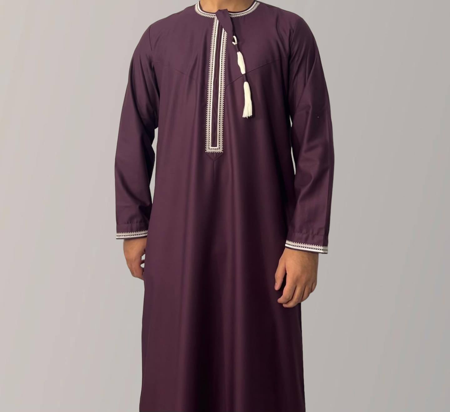 Moslim Mode Abaya voor Mannen Lange Mouw Jurk Gewaad O-hals Borduren Mannen Jubba Thobe Pakistan Arabische Islam Kleding Gebed Kaftan: 56 / WHITE