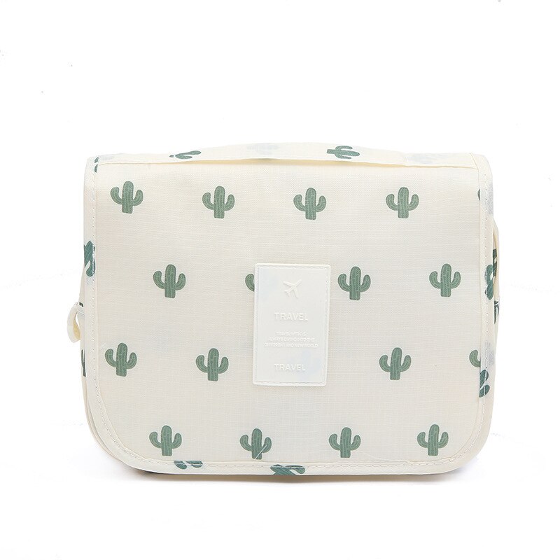 Bolsas de cosméticos neceser Portátil Bolsa de maquillaje bolsa de viaje de lavado plegable colgante estuche de almacenamiento con cremallera organizador impermeable: Cactus