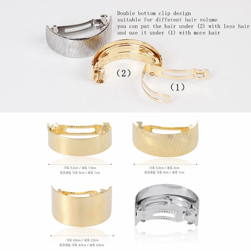 Ladies Solid Metal Hair Pins Girls Spring Clip Hair Stick Curved Hair Jewelry Hair Accessories Headwear Women Headdress