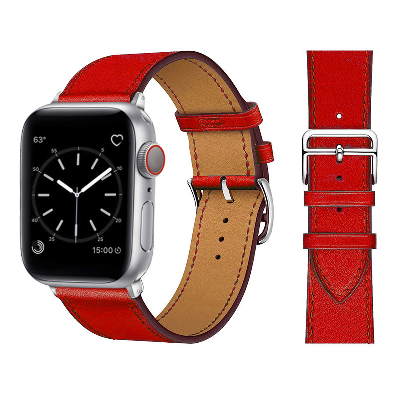 Læderrem til apple watch-rem 45mm 44mm 49mm 42mm 41mm 40mm single tour correa-armbånd iwatch-serie 9 7 8 6 5 4 se ultra