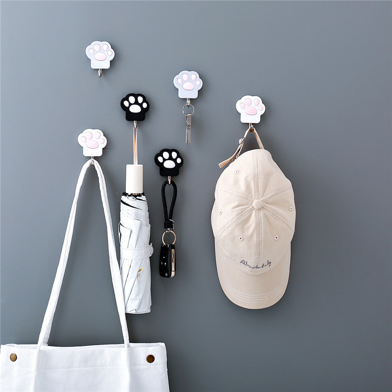 Cartoon Kat Klauw Haak Muur Multifunctionele Creatieve Leuke Haak Gratis Ponsen Hanger Voor Keuken Deur Sterke Kleverige Haken