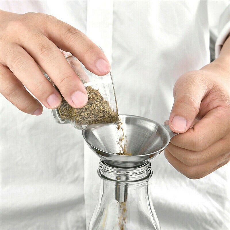 Embudo multifuncional de acero inoxidable de 3 uds, embudo de aceite, agua, especias, vino, embudo de botella, llenado de botellas de boca estrecha, utensilios de cocina para el hogar