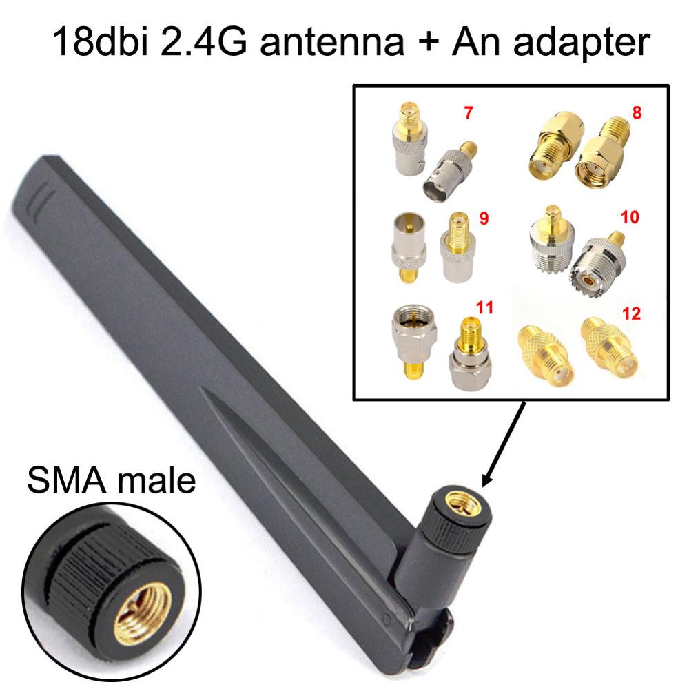 1 set 18 dbi 2.4g wifi-antenn sma hane booster+ sma hona till  ts9 crc 9 hane hona nf bnc tnc tv-adapter