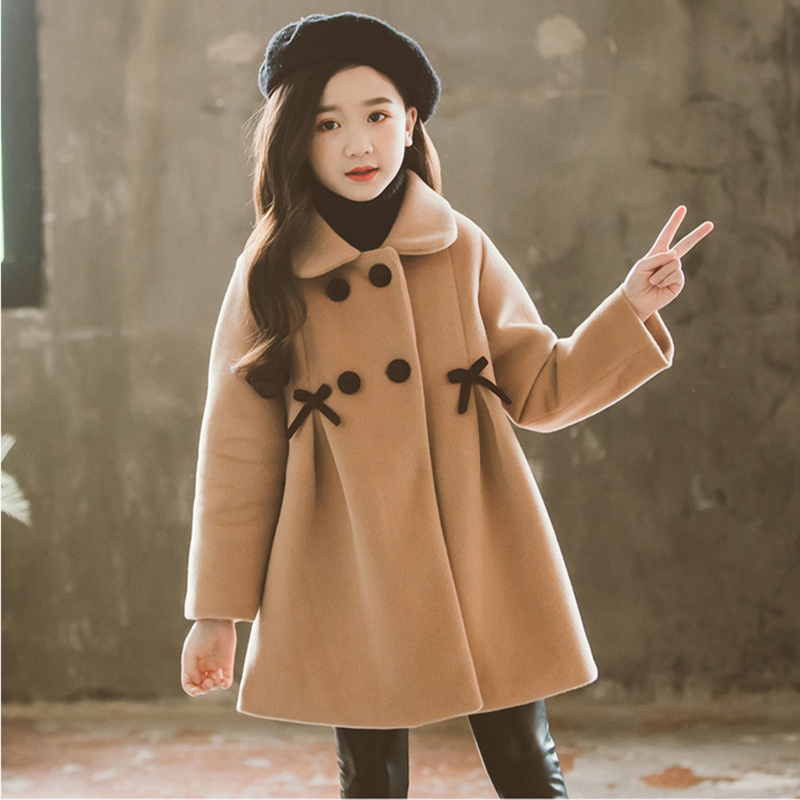 Veste d'hiver en laine pour fille, manteau , vêtements d'extérieur, à la , pour enfant de 4 6 8 10 12 13 ans