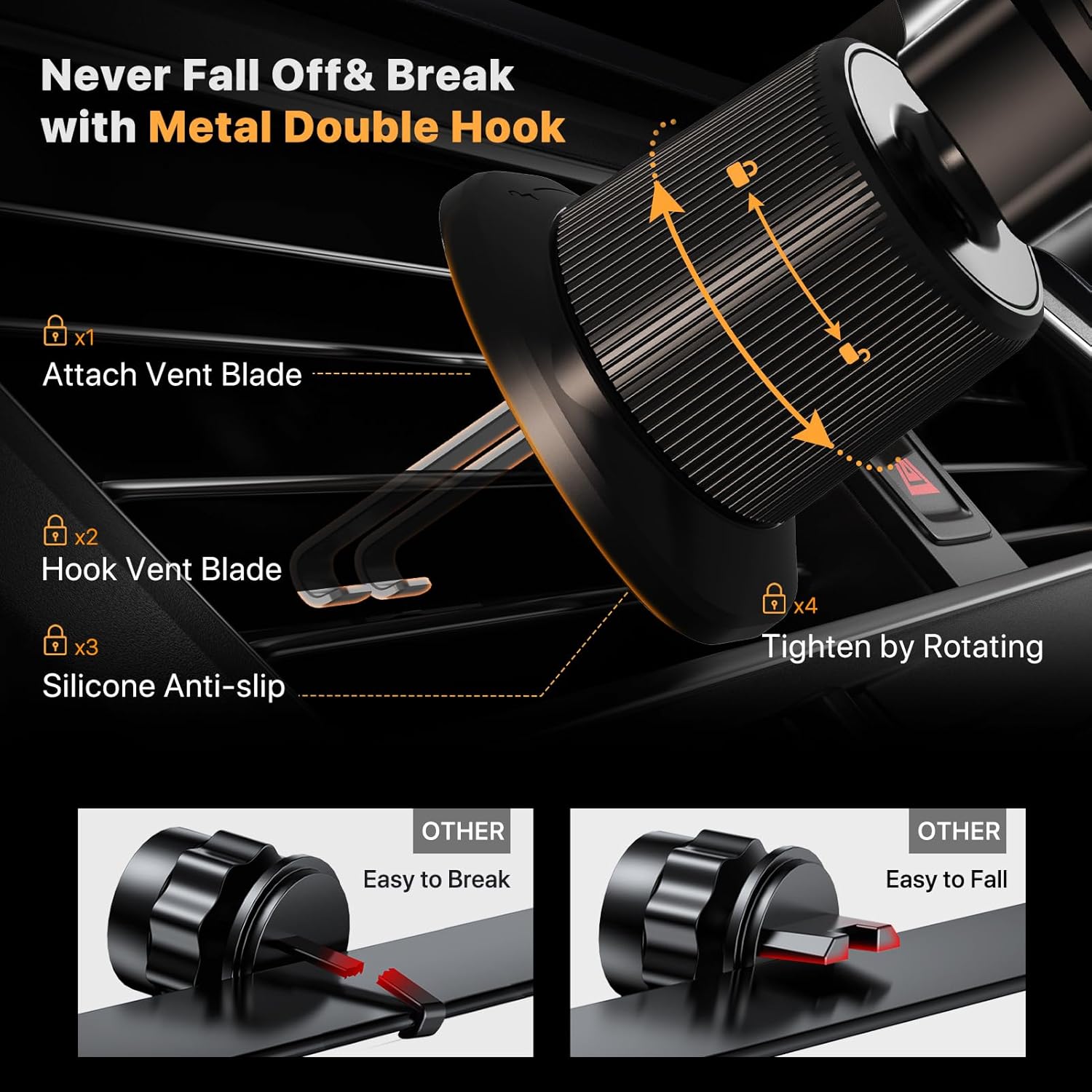 Soporte para teléfono de coche, soportes para teléfono para su coche con Clip de gancho de Metal, soporte para teléfono móvil con ventilación de aire, soporte Universal para coche