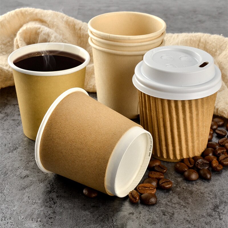 100pcs Net red 4oz 100ml small paper cups double layer dispsoable coffee cup birthday party favor milk tea beverage cup with lid