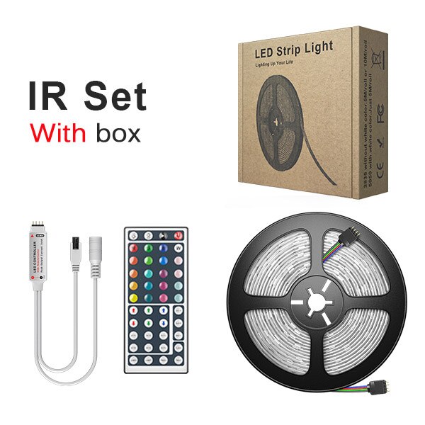 5050 Led Strip 5M 10M LED Strip Light Non Waterproof led ribbon 15M 20M rgb led diode tape Controller power adapter for TV Home: Have Box / 5M Full Set