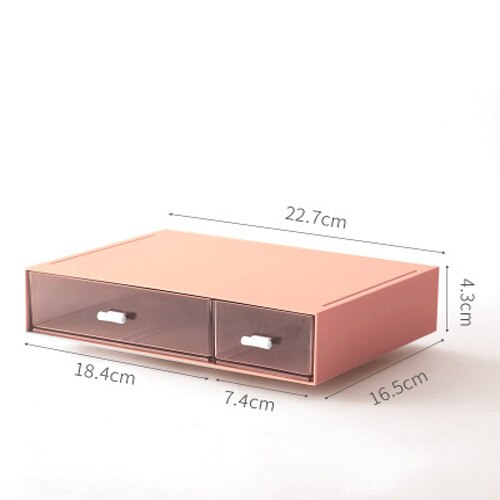 Empilable grande capacité boîte de rangement cosmétique maquillage tiroir organisateur bijoux maquillage conteneur bureau articles divers boîte de rangement: Pink-B