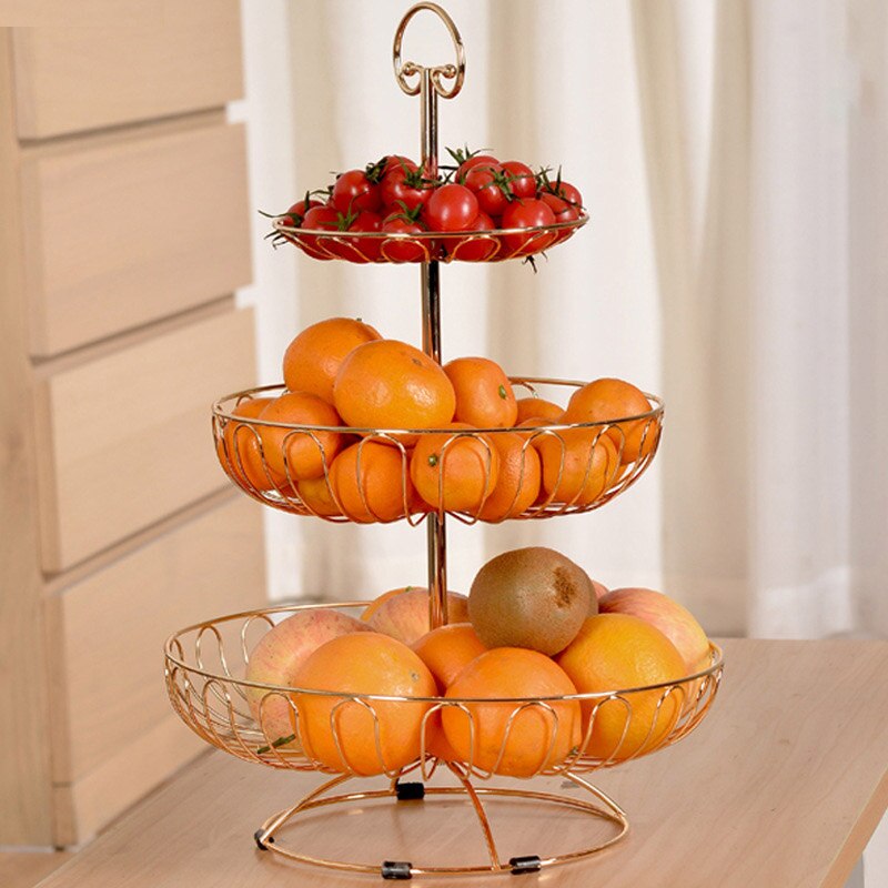 Panier à fruits à 3 niveaux rangement en fer plat à fruits cuisine maison bol détachable support à gâteaux en métal organisateur de desserts décoratifs