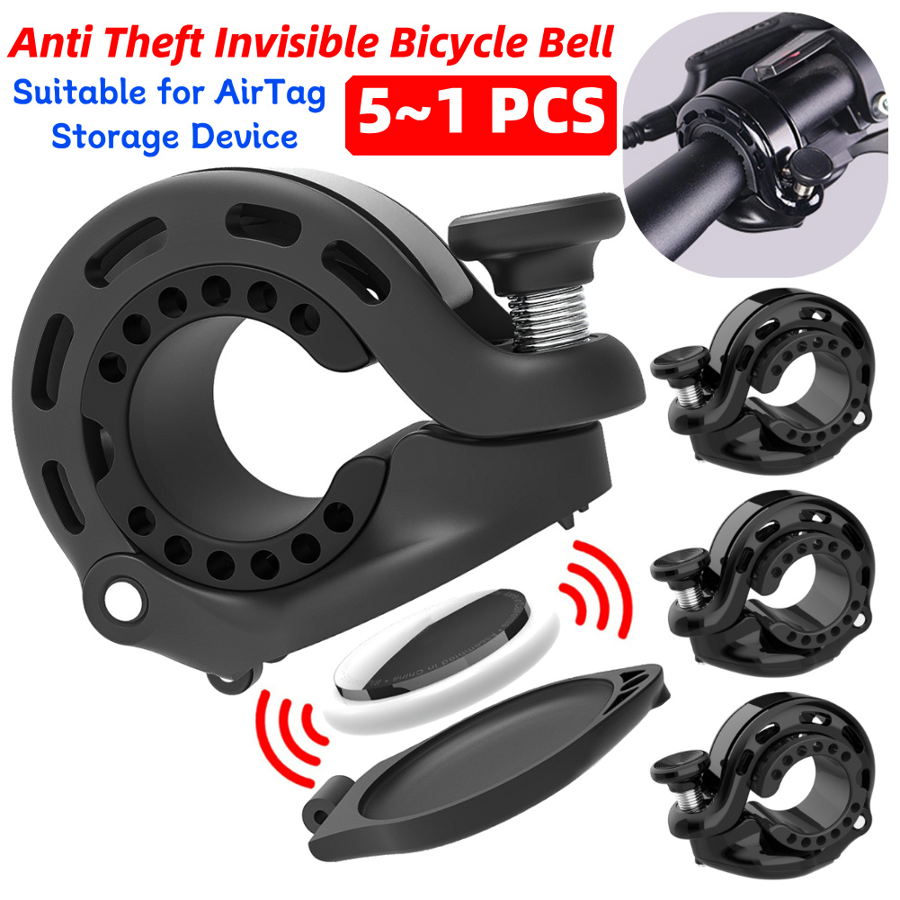 5-1 Juego de timbre de bicicleta para Apple AirTag aleación de aluminio MTB bocina de ciclismo antirrobo timbre de manillar de bicicleta para bicicleta de carretera Ebike MTB