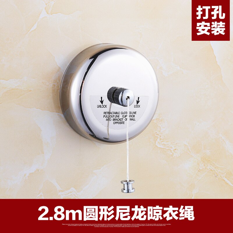 Clothes Line Retractable 304 Stainless Bathroom Hotel Clothes Artifact Invisible Clothes Hanger Hanging Rope Drying Rack