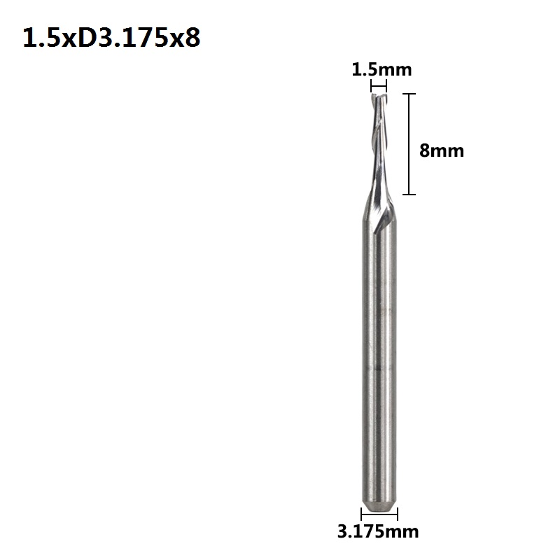 Fresadora CNC de extremo plano de flauta XCAN de 10 Uds de diámetro 1,5mm 2 para grabado de madera/plástico: 1.5xD3.175x8