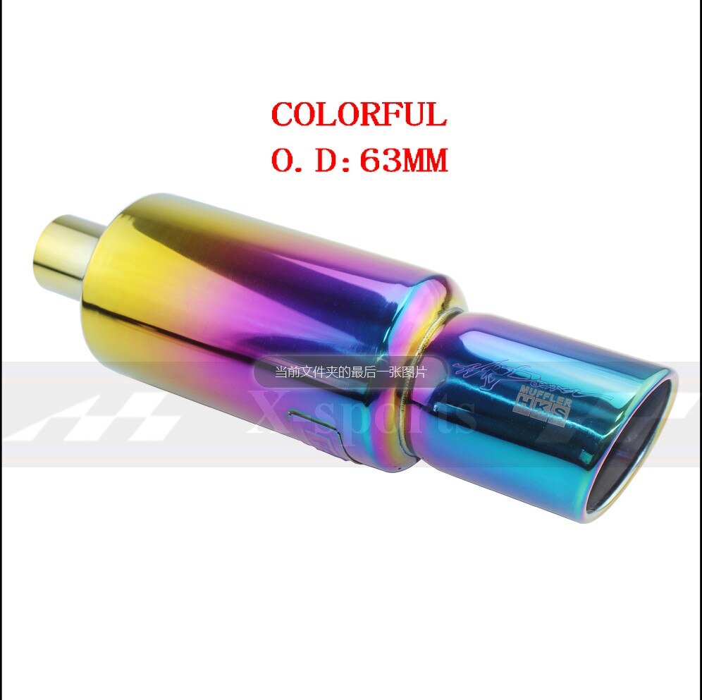 Car Motorbike Exhaust System Exhaust Pipe Muffler Tip Universal Stainless Steel ID 51MM 57MM 63MM Outlet 89mm Silencer Tail Pipe: COLORFUL  63MM