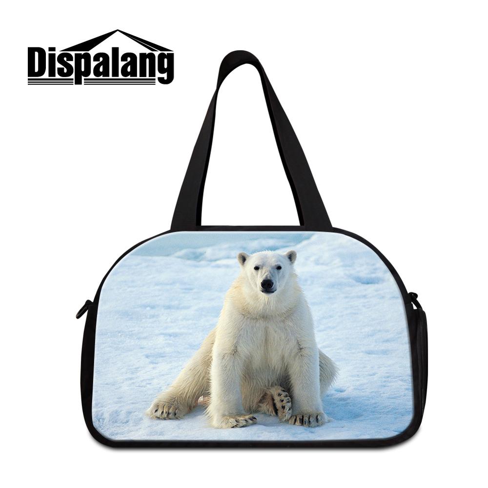 Saco de viagem bonito saco de viagem urso polar impressão grande tote de viagem na moda ombro duffle saco feminino padrão animal saco de bagagem meninas: Marrom