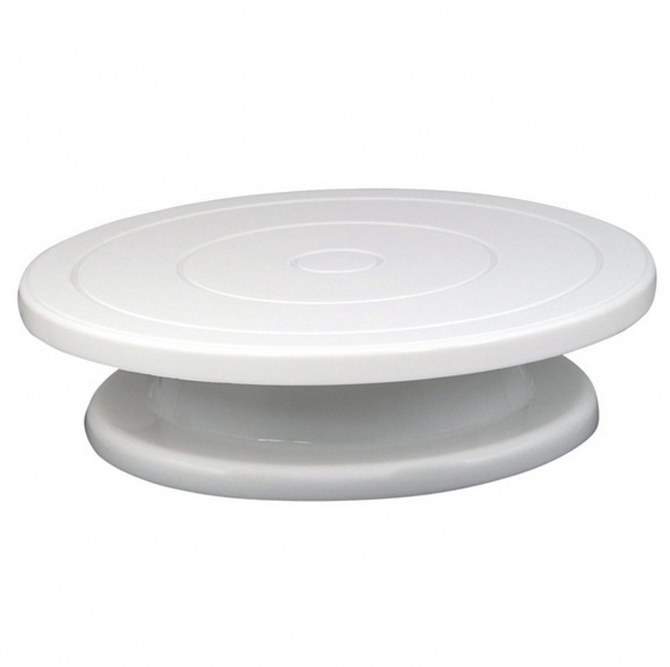 Plateau tournant de cuisson en plastique PP, outil de décoration de gâteaux, moule de plateau: white