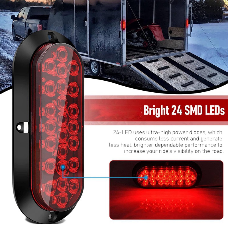 Feux arrière à 24 LED pour remorque, feux de freinage pour camion, clignotants latéraux pour bateau, remorque, camion, RV