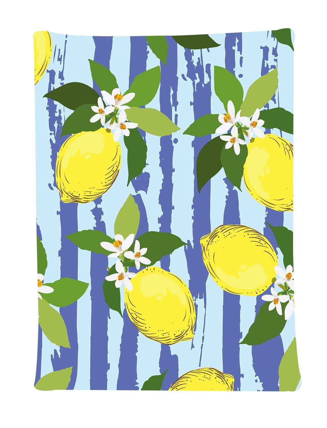Simsant Lemon Fruit Flower Tapestry Lemon Tree Leaves Pattern Art Wall Hanging Tapestries for Living Room Home Dorm Decor