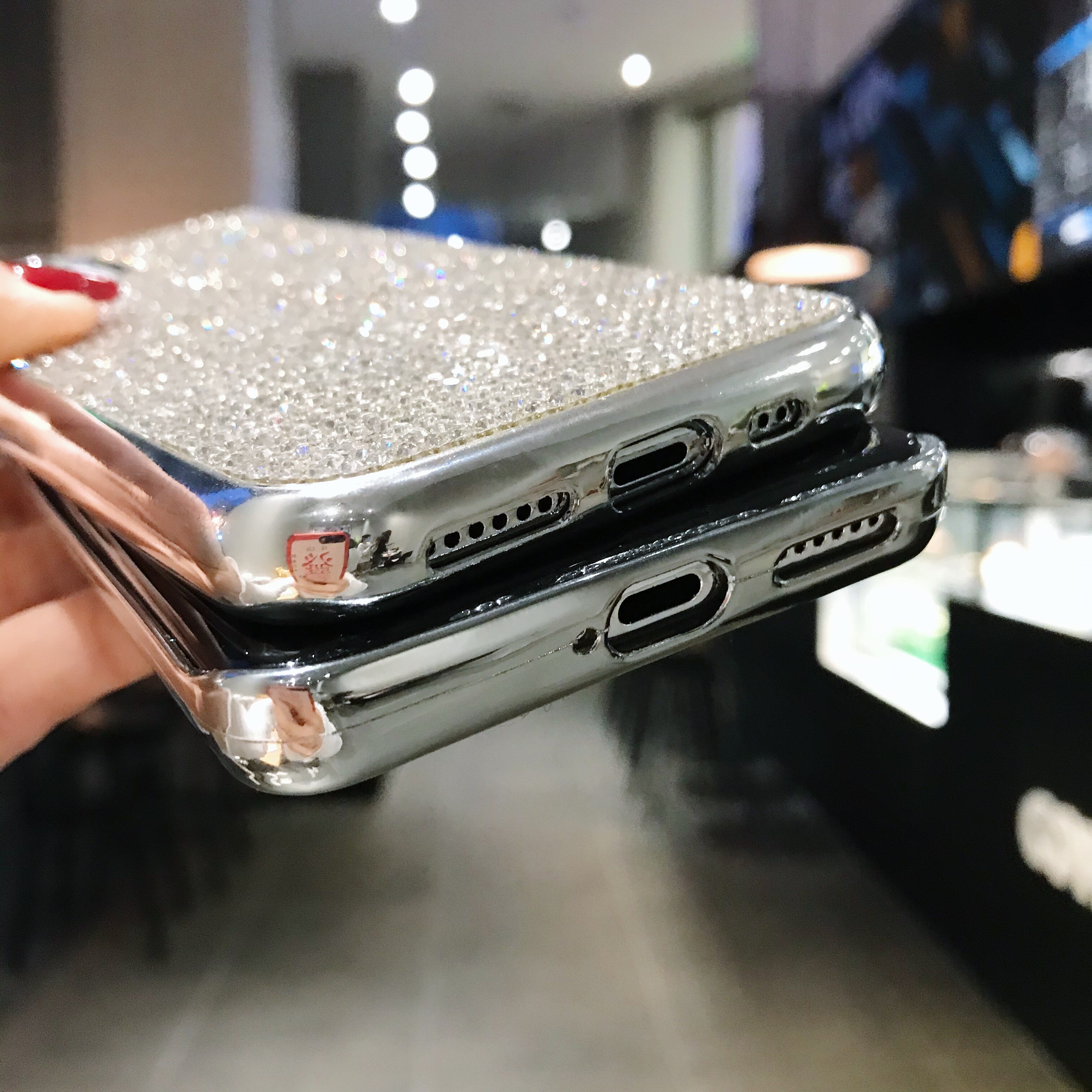 Coque scintillante à strass pour iPhone, compatible modèles 6S, 6, 7, 8 Plus, 11 Pro, XS Max, XR, X, SE , cristal