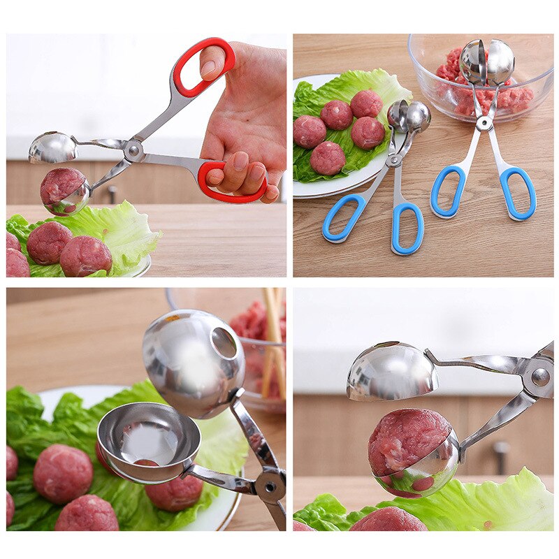 Rustfritt stål kjøttboller klipp piller maker matte klipp kjøttboller maker husholdnings suppe ball klipp fisk ball maker klipp spoonkitchentool