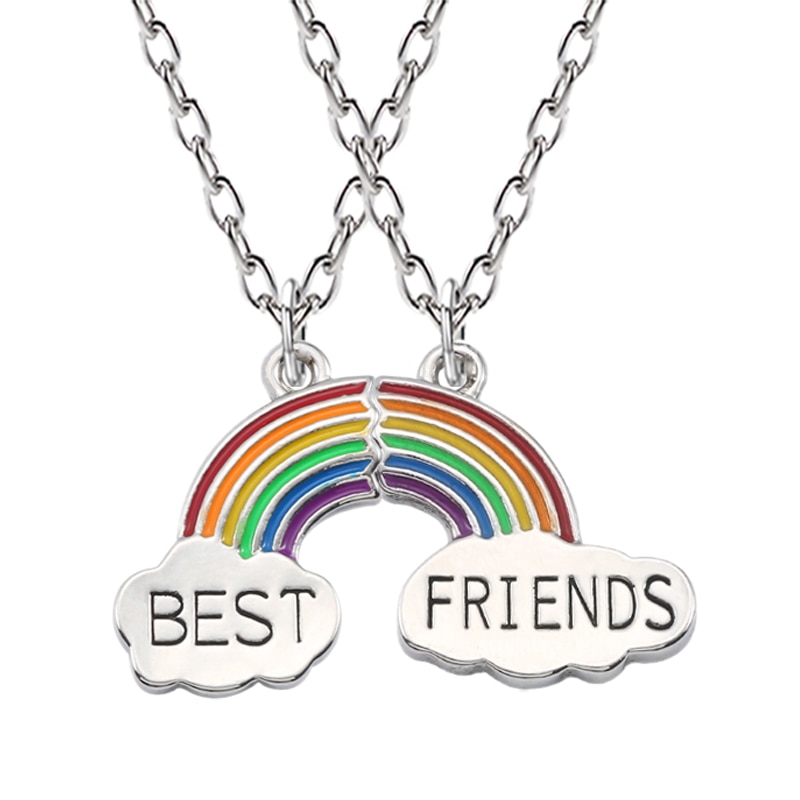 Beste Freunde Halskette EIN Paar Emaille Puzzle Regenbogen Wolke Anhänger Halskette Freundschaft Bff Schmuck Für Halskette Frauen