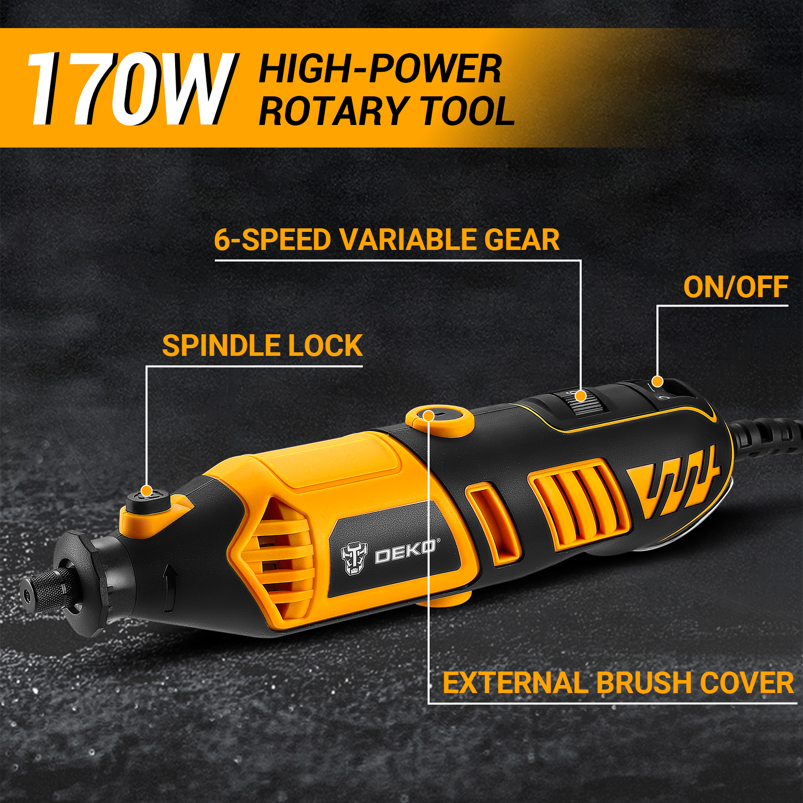 DEKO 220v Kit d'outils rotatifs électriques outils rotatifs à main Mini pour bois/métal, meuleuse électrique perceuse