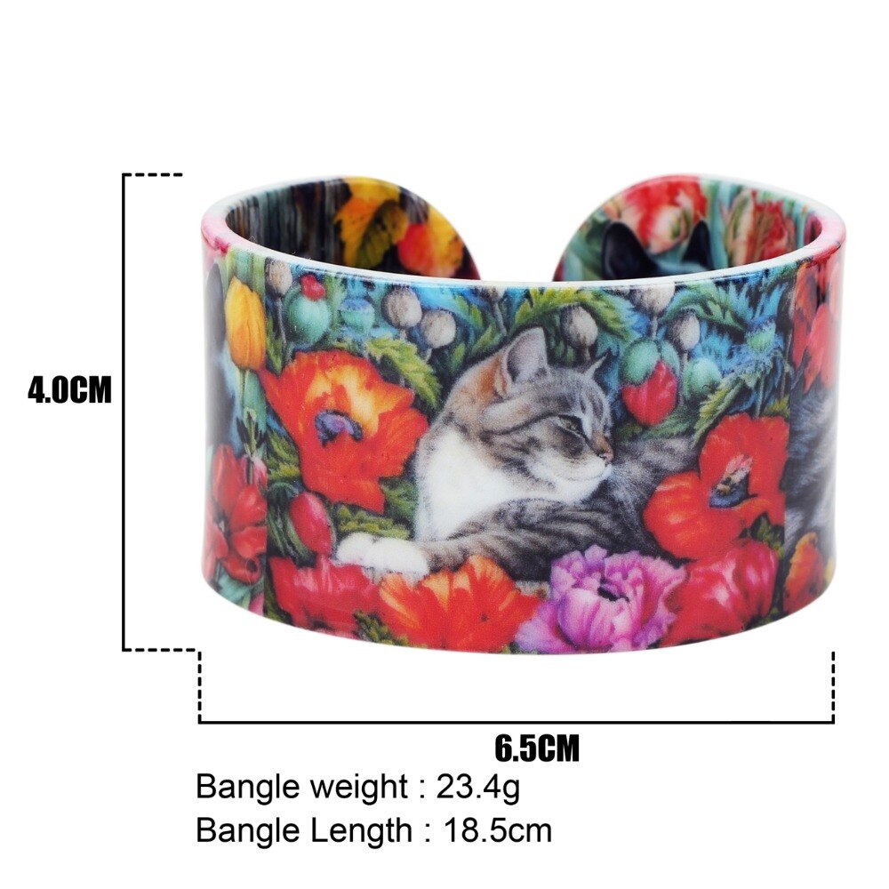 Bonsny Plastic Kleurrijke Elegante Kat Kitten Bangles Armbanden Craft Sieraden Voor Vrouwen Meisje Dier Accessoires