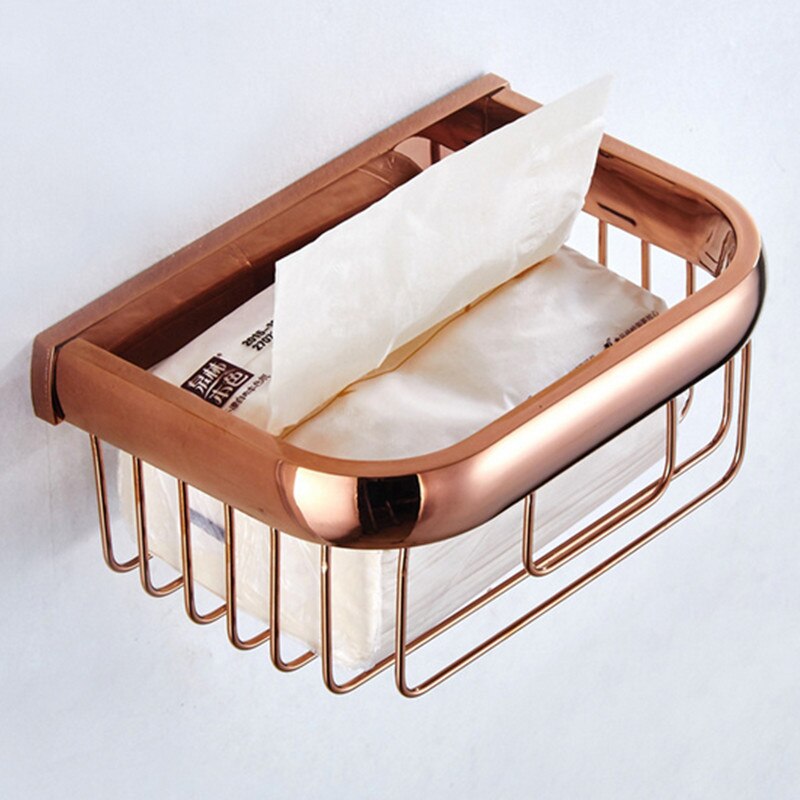 Biggers Luxe Rose Goud Koper Badkamer Accessoires Set Papier Houder Handdoek Bar Zeepbakje Glashouder: soap basket