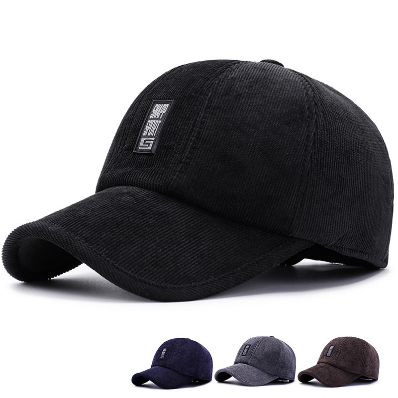 Winter Baseball Cap Katoen Mannen Outdoor Hoed Corduroy Oorbeschermers Warm Baseball Caps Winddicht Vader Hoeden