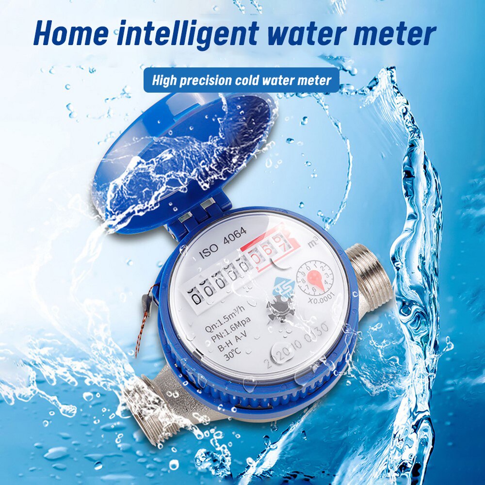 Cold Water Meter Heavy Duty Brass Flow Measure Tap Home Garden Wet Table Mechanical Rotary Pointer Counter Measuring Tools
