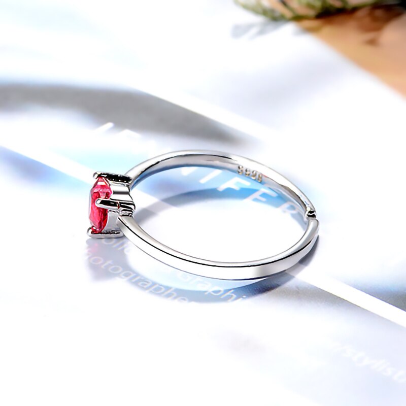 Luomansi Ruby Heart-shaped Open Rings S925 Sterlin... – Grandado